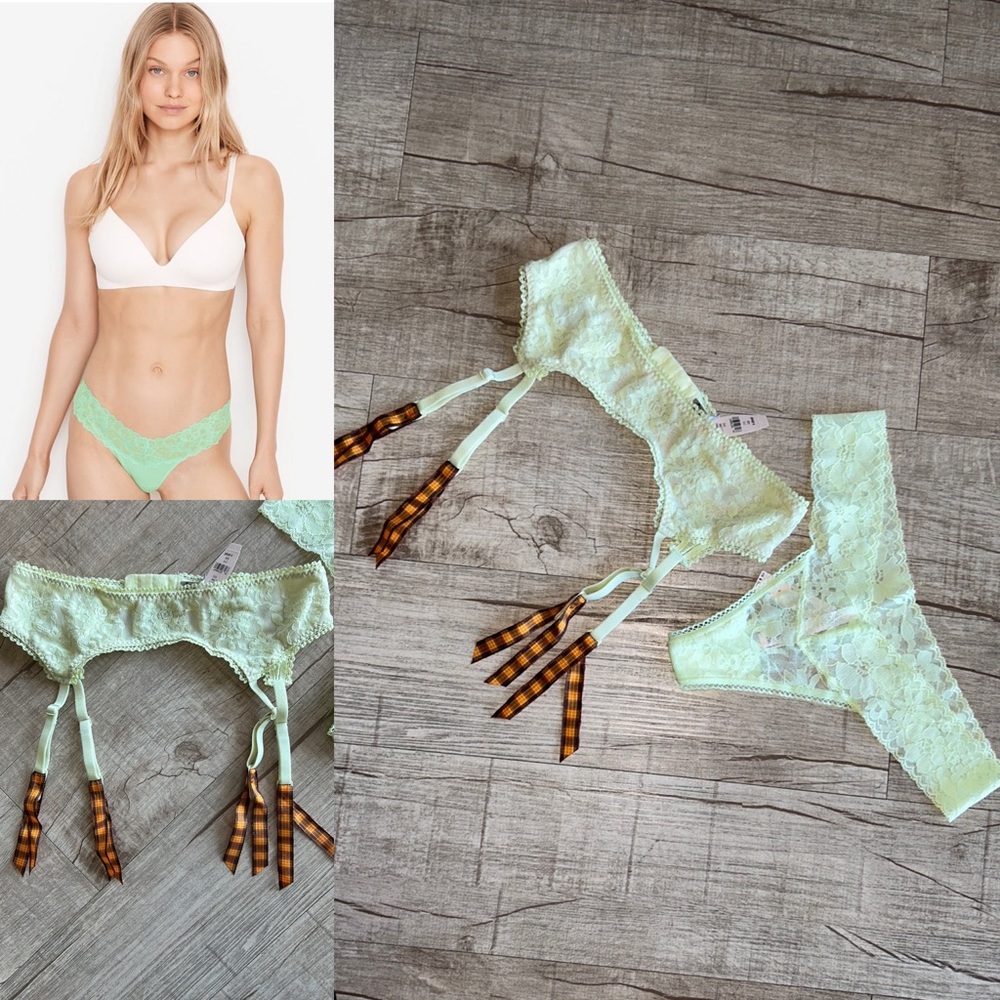 Victoria’s Secret DREAM ANGELS Floral Lace Garter Belt and Panty NWT